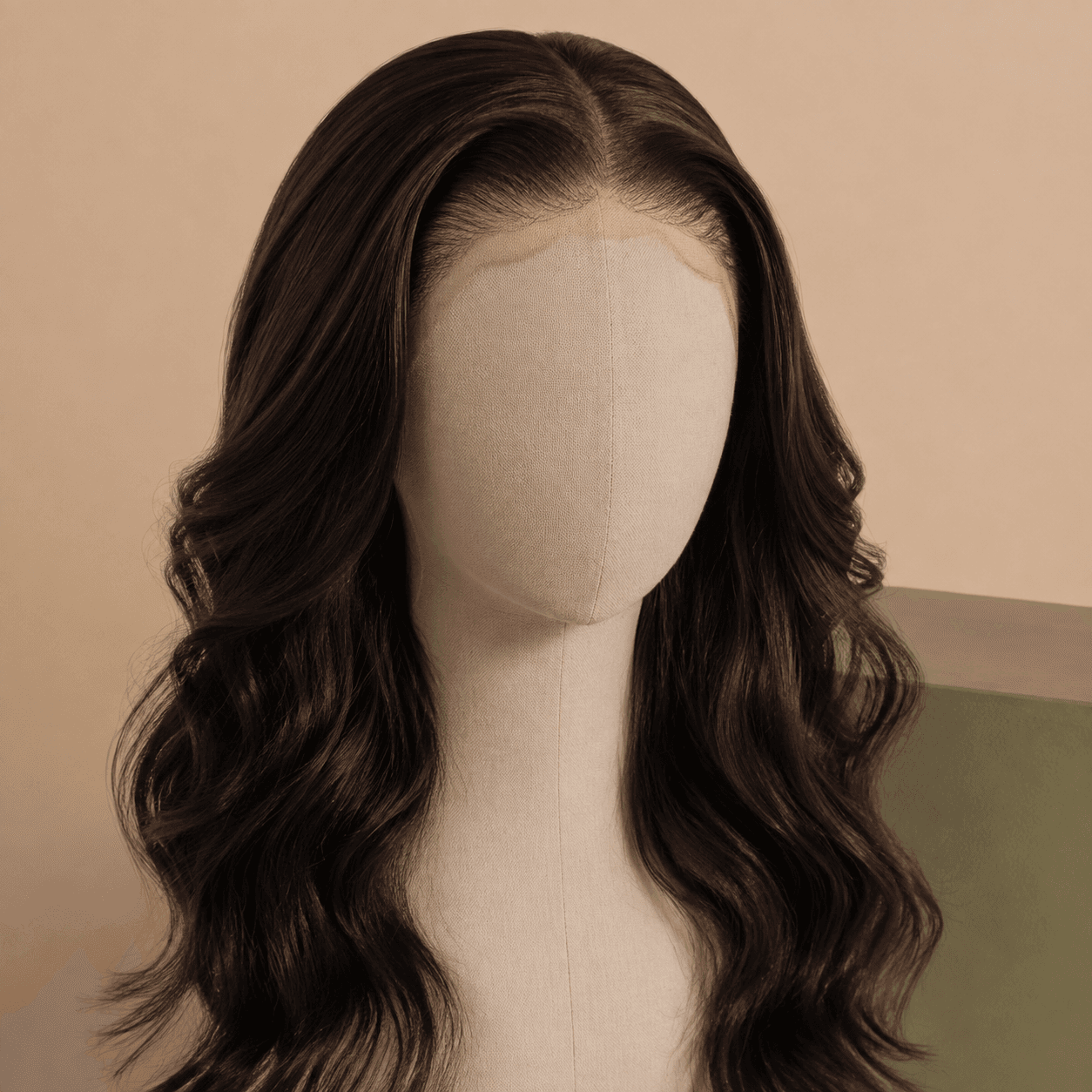 Natural dark brown human hair topper construction